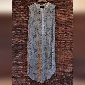Lumiere Urban Outfitters Snakeskin Print Sleeveless Tunic Blouse Large Gray